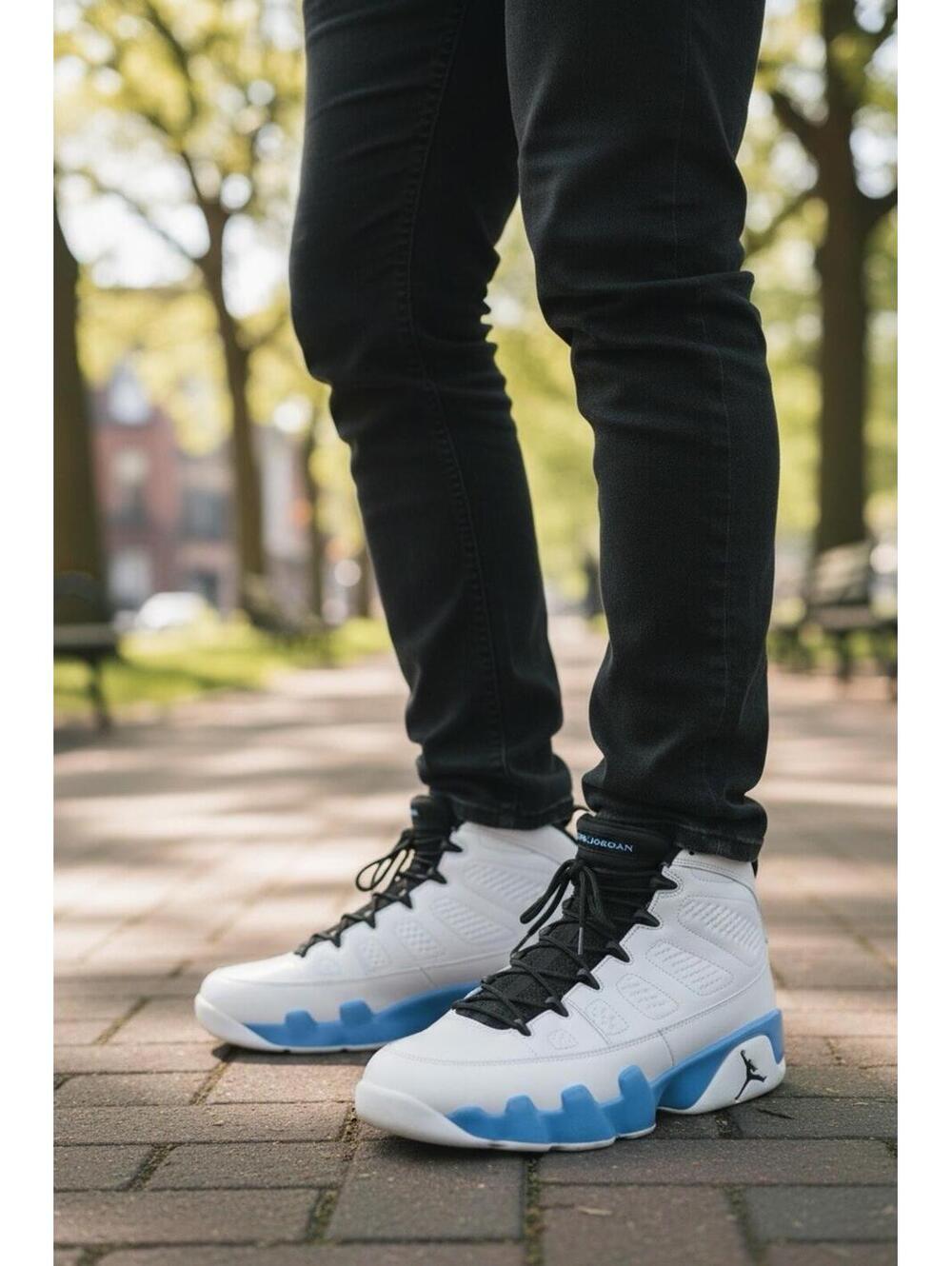 Nike Air Jordan 9 Retro 2010 Powder Blue White Black Men's 302370-103 Size 12